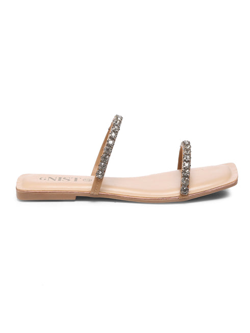 GNIST Studs Rhinestone Embellished Flats